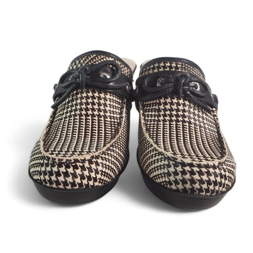 Sperry Top-Sider Houndtooth Cow Fur Clogs Black / White 9492125 Women's 10M - Picture 3 of 11